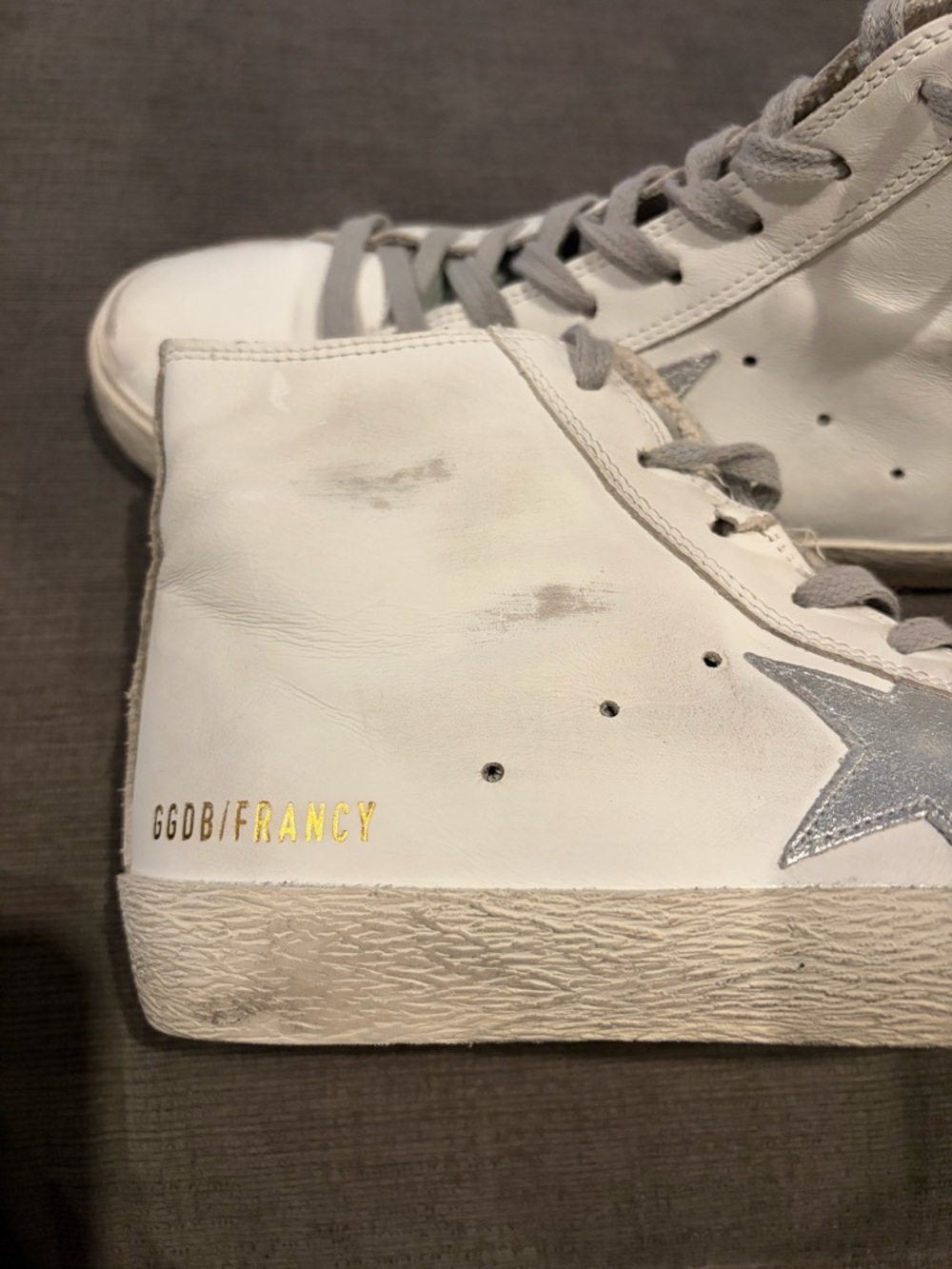 Golden Goose High-Top Sneakers in White with Silver Star Size 8.5/9 EU39 - Picture 7 of 13